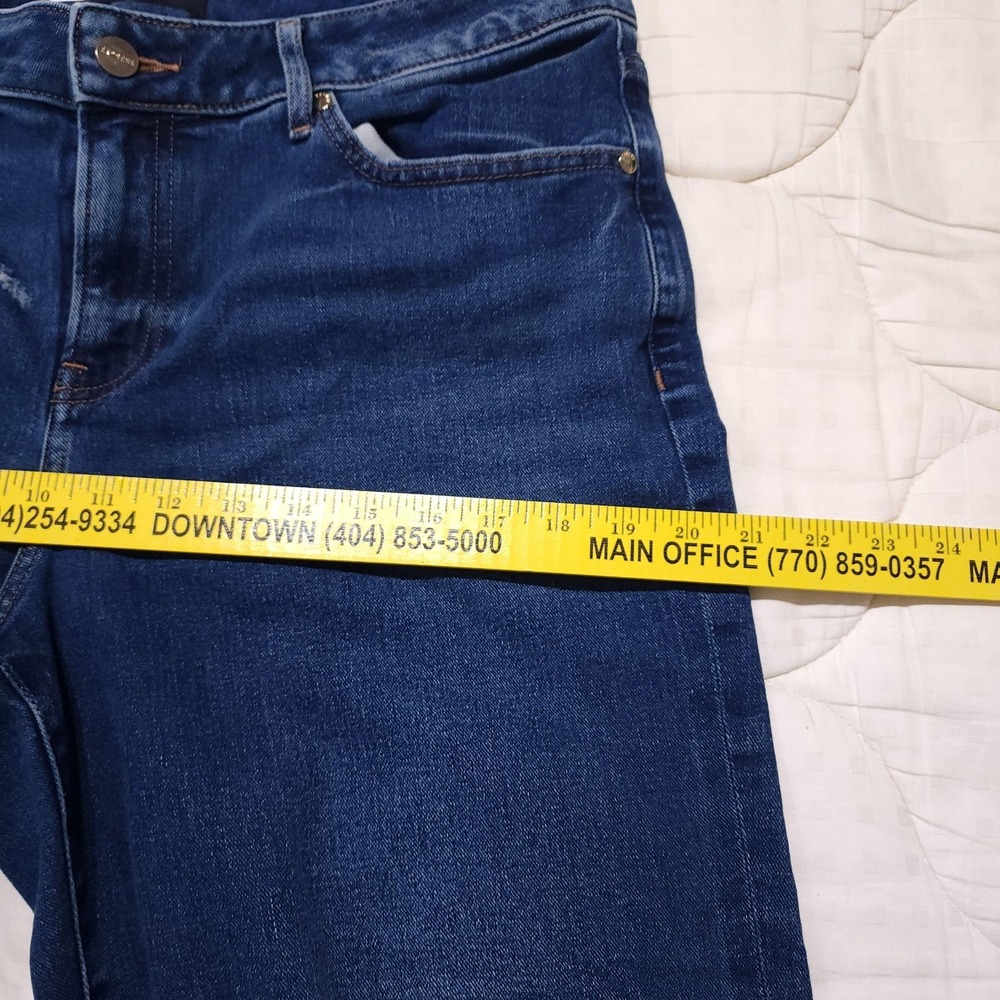 Express‎ Jeans Womens 10 Blue Mid Rise Ankle Bootcut Distressed Denim 30x26 - Picture 12 of 15
